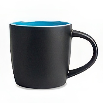 Kubek New czarny matowy do grawerowania laserowego - kolorowe wnętrze, czarno-niebieski, 290 ml
