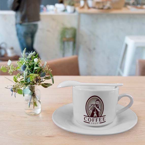 Filiżanka do sublimacji ze spodkiem i łyżeczką