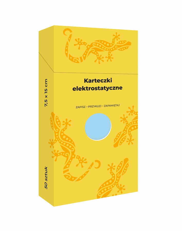 Elektrostatyczne suchościeralne karteczki na notatki w pudełku - niebieskie