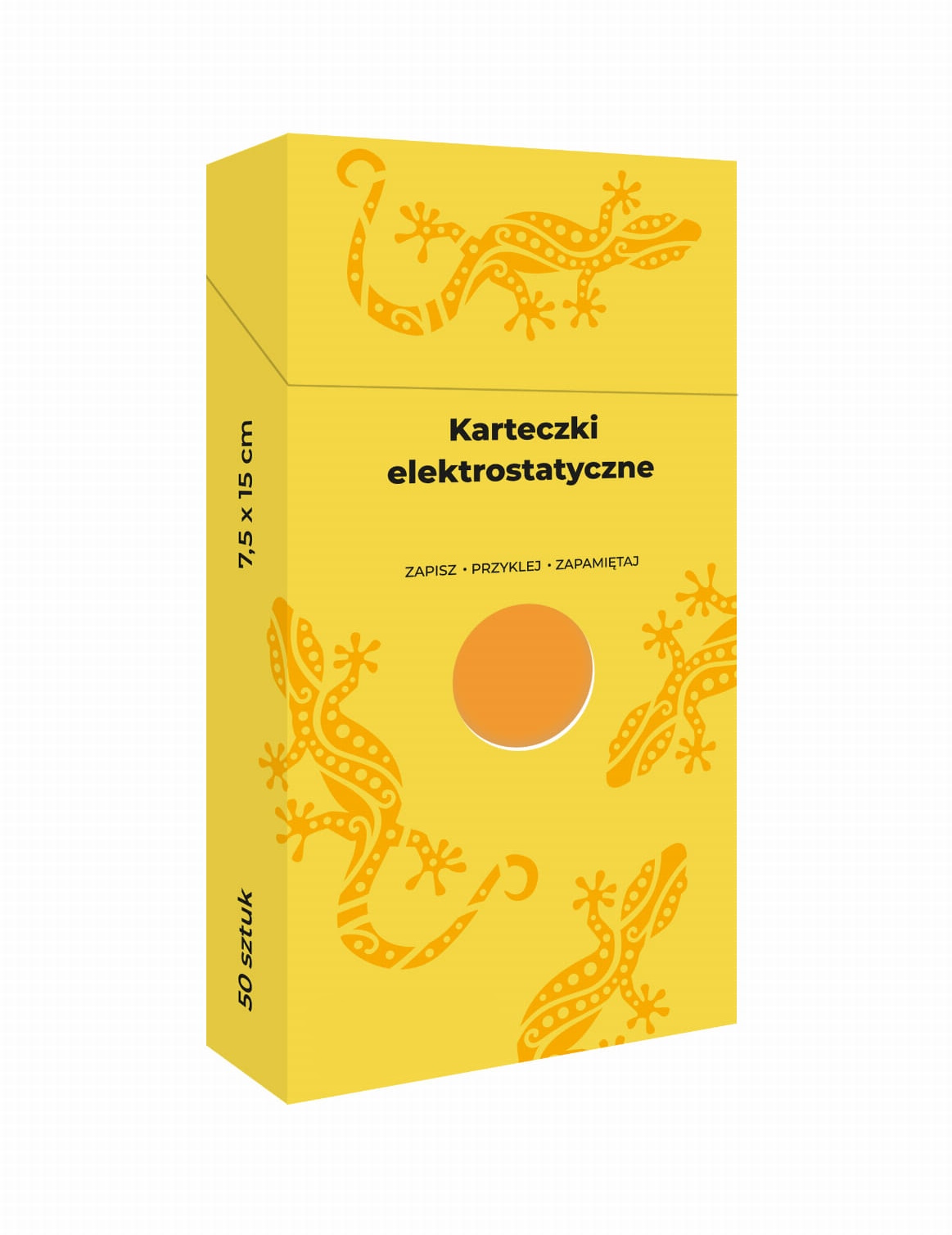 Elektrostatyczne suchościeralne karteczki na notatki w pudełku - pomarańczowe