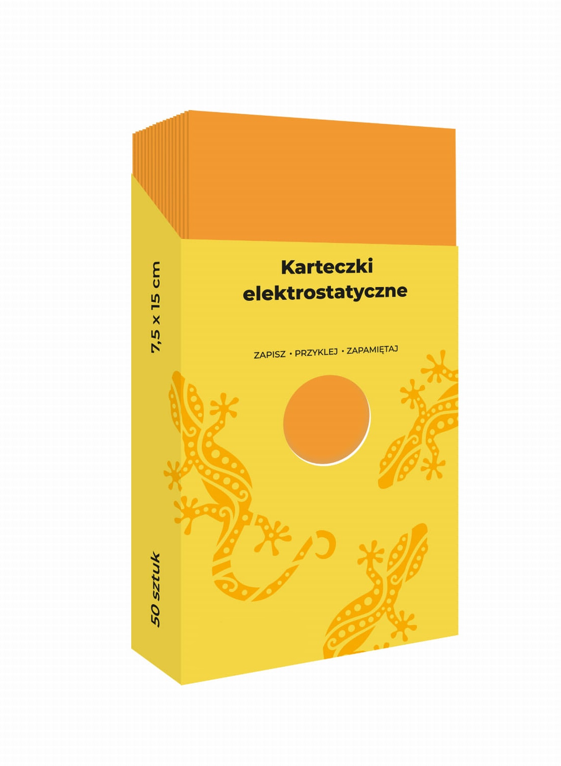 Elektrostatyczne suchościeralne karteczki na notatki w pudełku - pomarańczowe