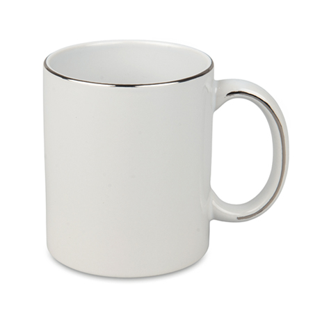 Silver stripe on ear and rim sublimation mug