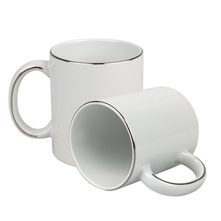 Silver stripe on ear and rim sublimation mug