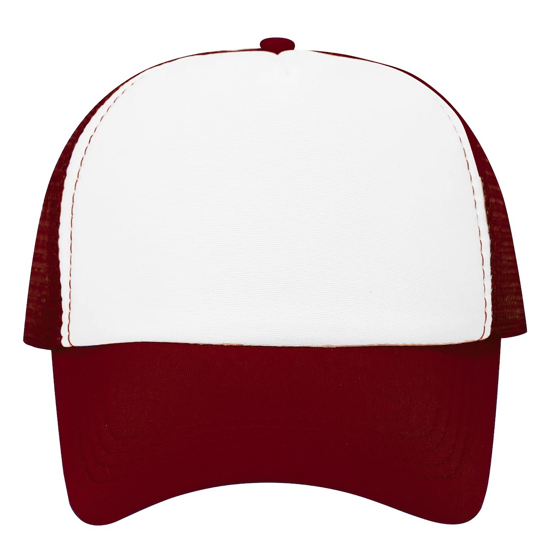 Cap with mesh back panels for sublimation
