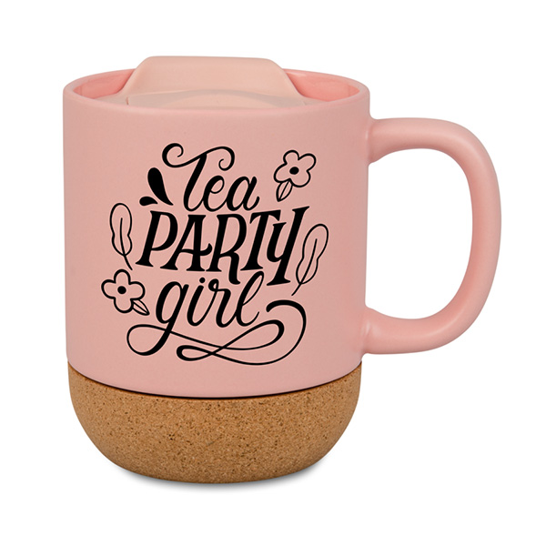 Color mug with lid and cork bottom for sublimation