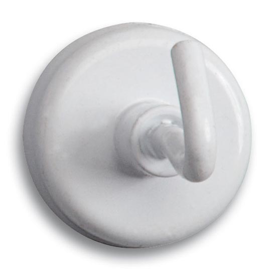 Power magnet with hook - white (diameter 25 mm) 5 pcs. (BG-0599)