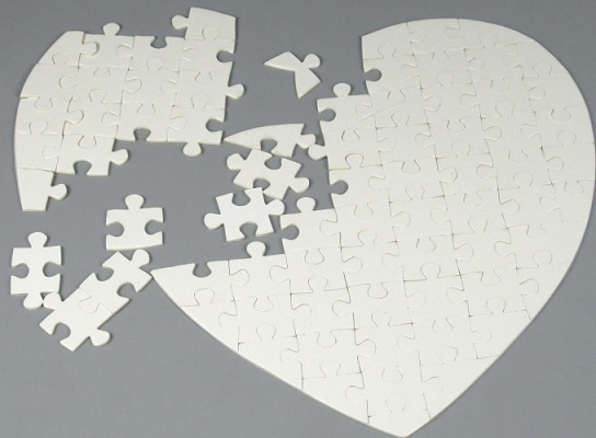 Puzzles heart for sublimation overprint 75 elements