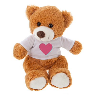 Light-brown teddy bear with a white T-shirt for sublimation