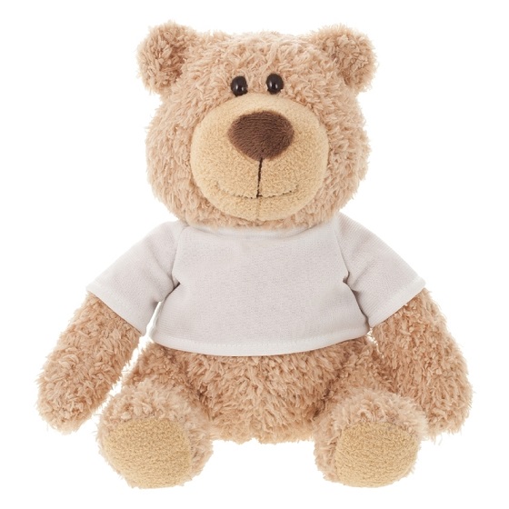 Beige teddy bear with a white T-shirt for sublimation