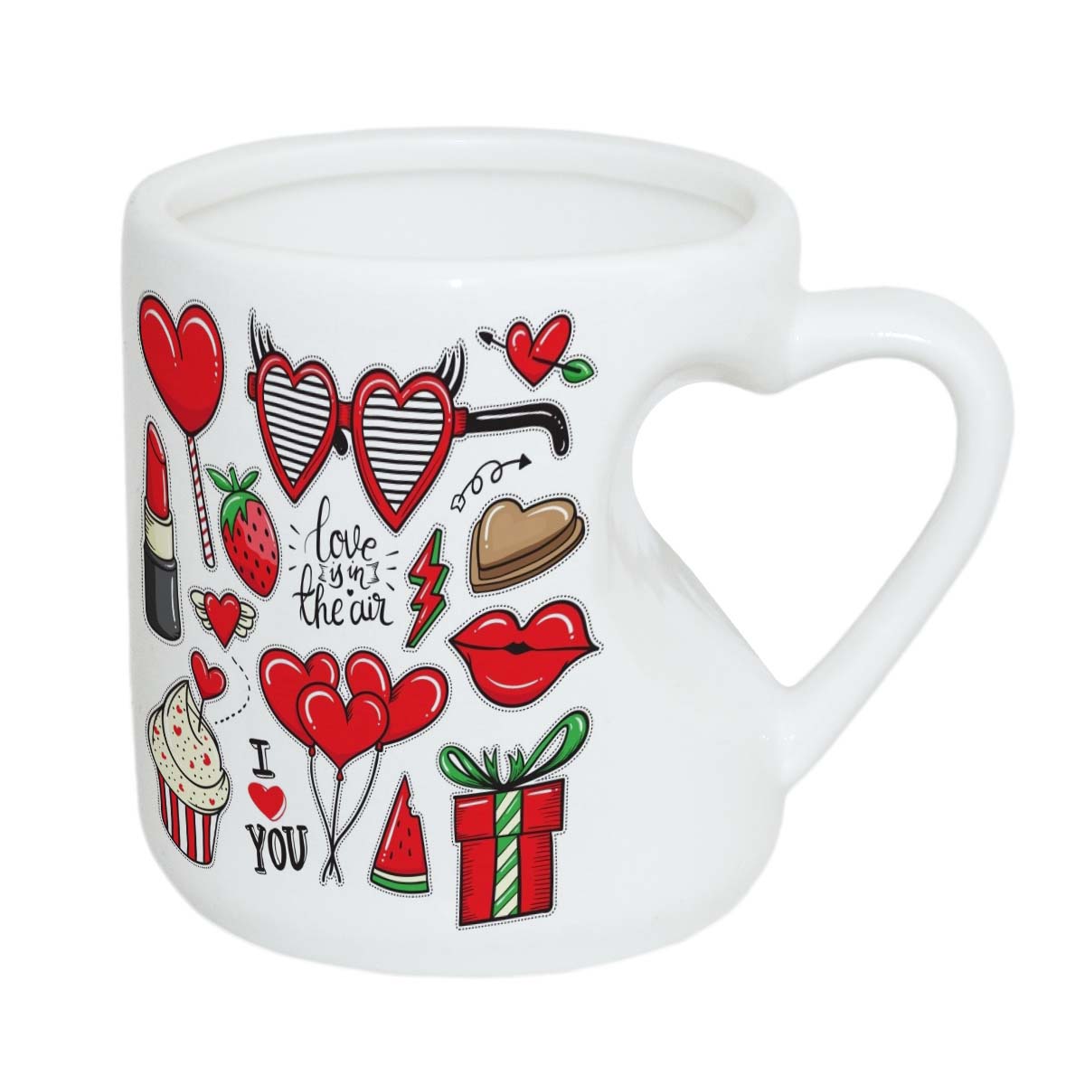 Sublimation mug with heart shape handle