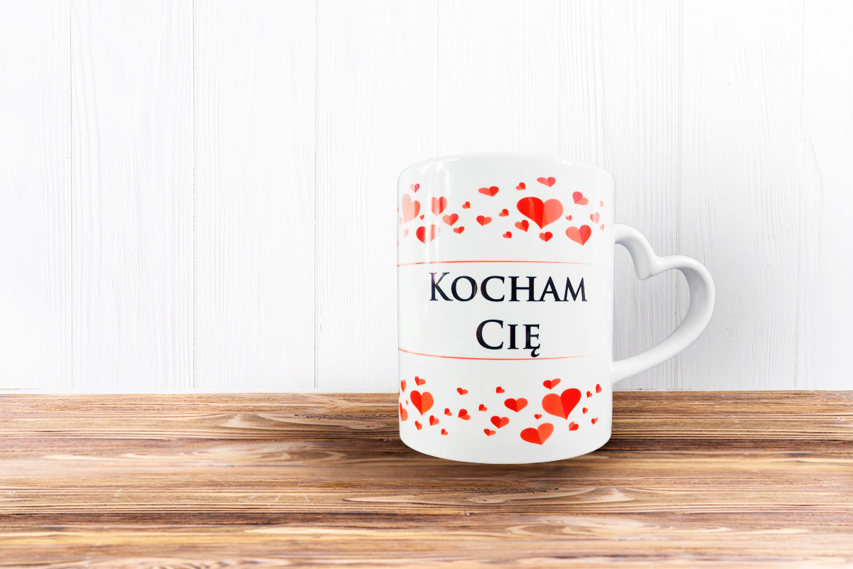 Sublimation mug with heart shape handle