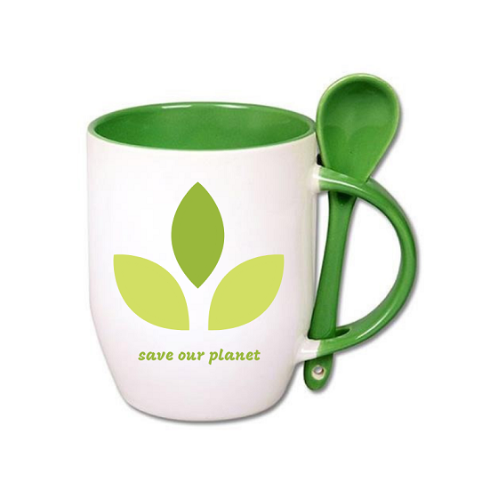 Mug for sublimation printout with spoon