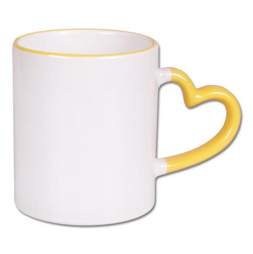 Sublimation mug with colour heart shape handle