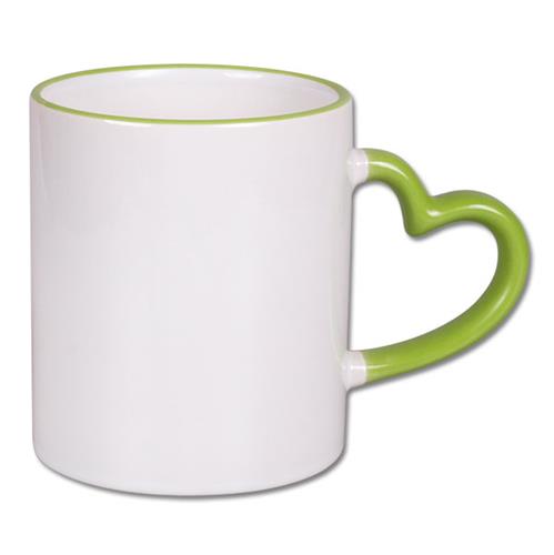 Sublimation mug with colour heart shape handle