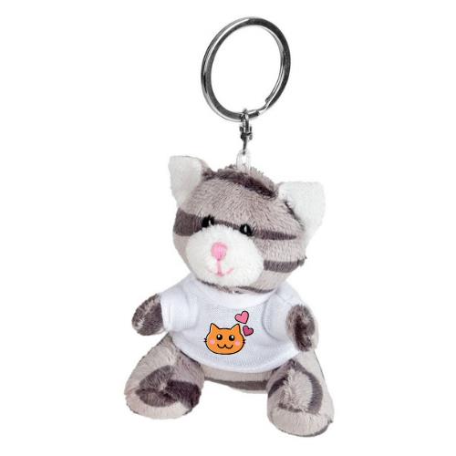 Key ring plushy cat with t-shirt for sublimation