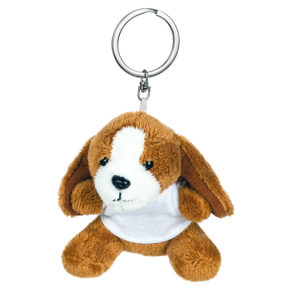 Key ring plushy dog with printable T-shirt