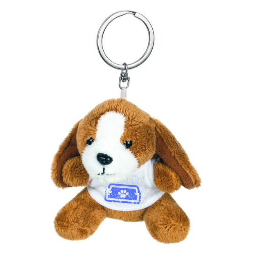 Key ring plushy dog with printable T-shirt