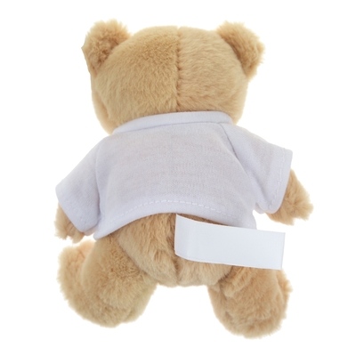 Beige teddy bear with a white T-shirt suitable for printing