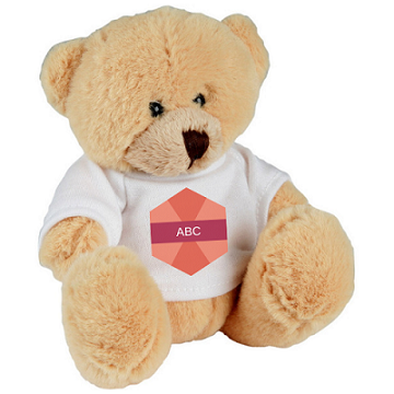 Beige teddy bear with a white T-shirt suitable for printing