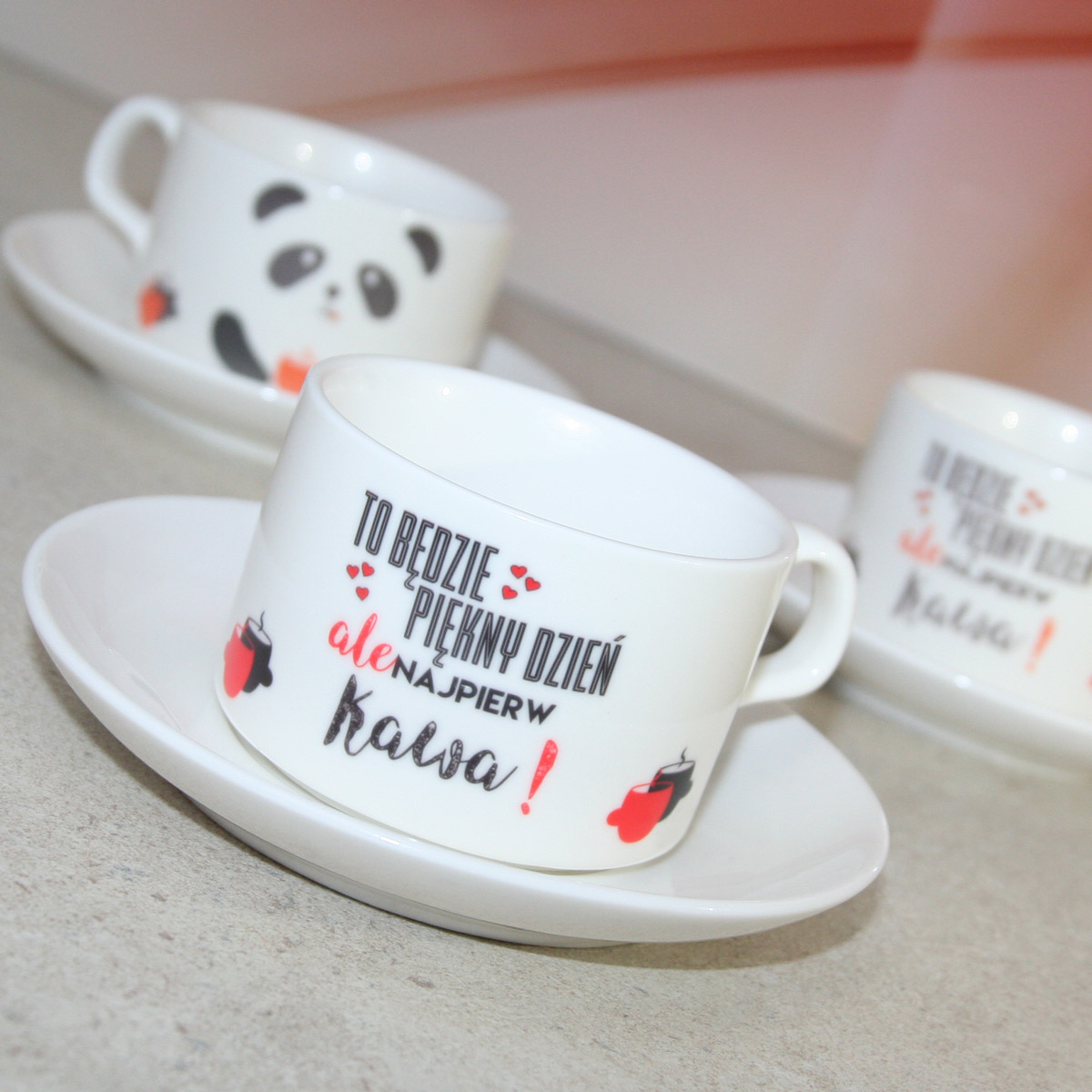 Cup with saucer and spoon for sublimation