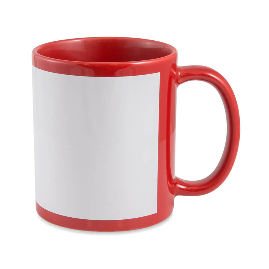 Red mug with white field for sublimation