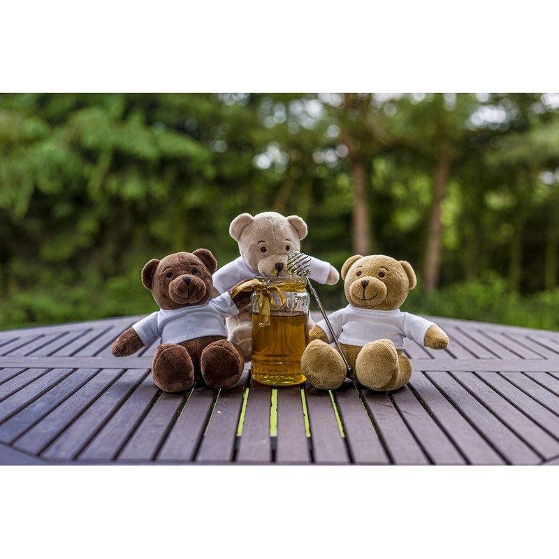 Beige teddy bear with T-shirt suitable for sublimation