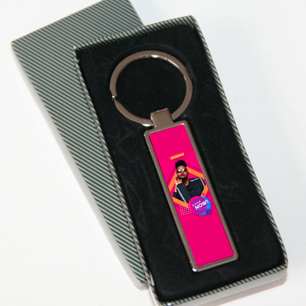 Rectangular metal keychain bottle opener for sublimation overprint