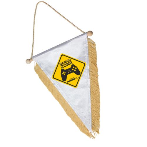 Triangular pennant with gold fringes for sublimation