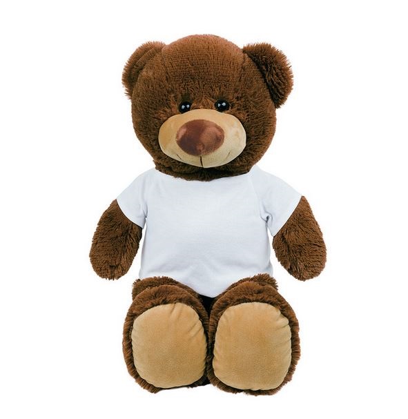 Dark-brown teddy bear with T-shirt suitable for sublimation