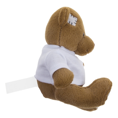 Light-brown teddy bear with a white T-shirt suitable for printing
