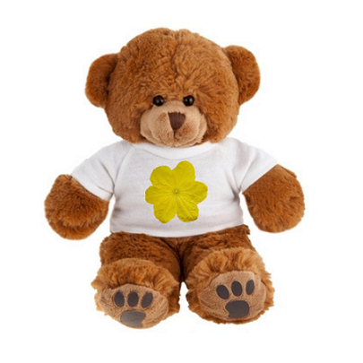 Light-brown teddy bear with a white T-shirt suitable for printing