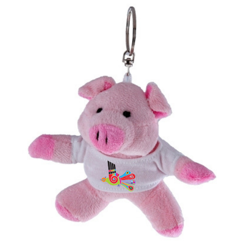 Key ring plushy piggy with t-shirt for overprint