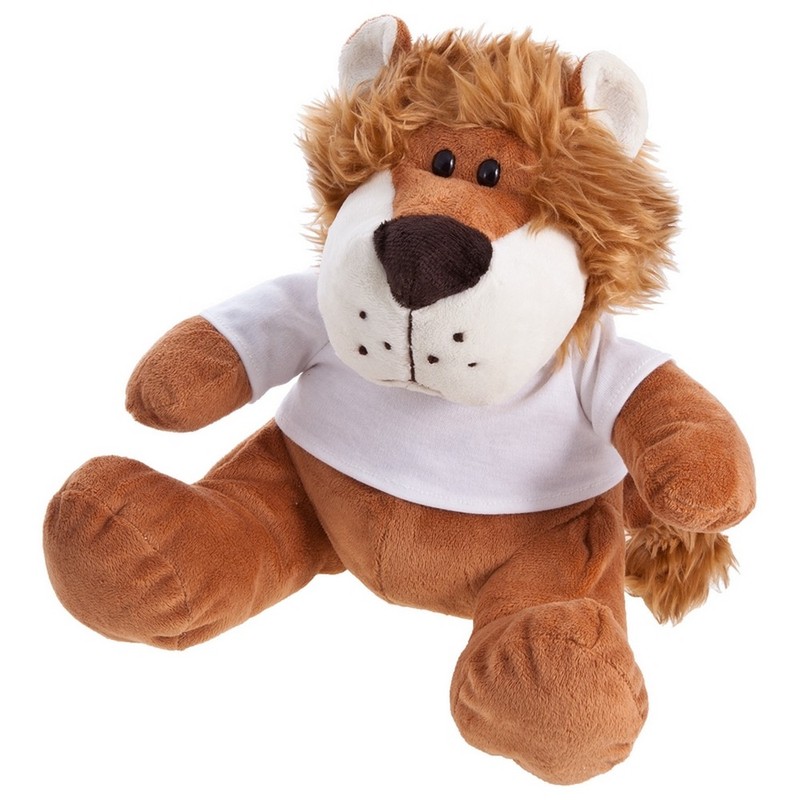 Brown teddy lion with a white T-shirt suitable for printing
