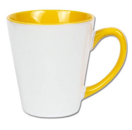 Latte mug for sublimation with colour handle and inside