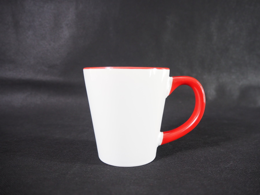 Latte mug for sublimation with colour handle and inside