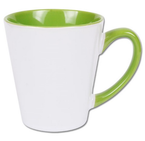 Latte mug for sublimation with colour handle and inside