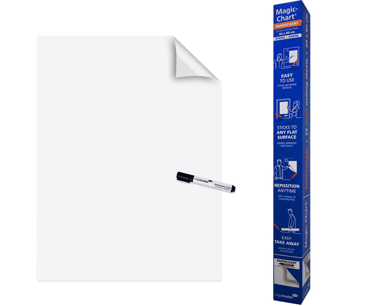 Magic Chart paperchart - elektrostatyczny flipchart z markerem - biała folia gładka