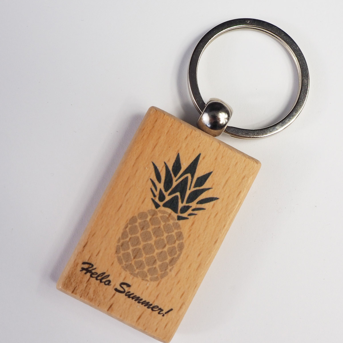 Rectangular wooden keychain to print