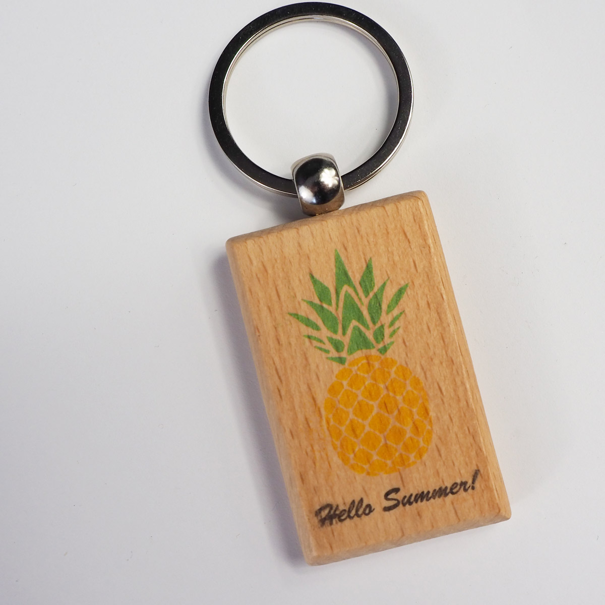 Rectangular wooden keychain to print