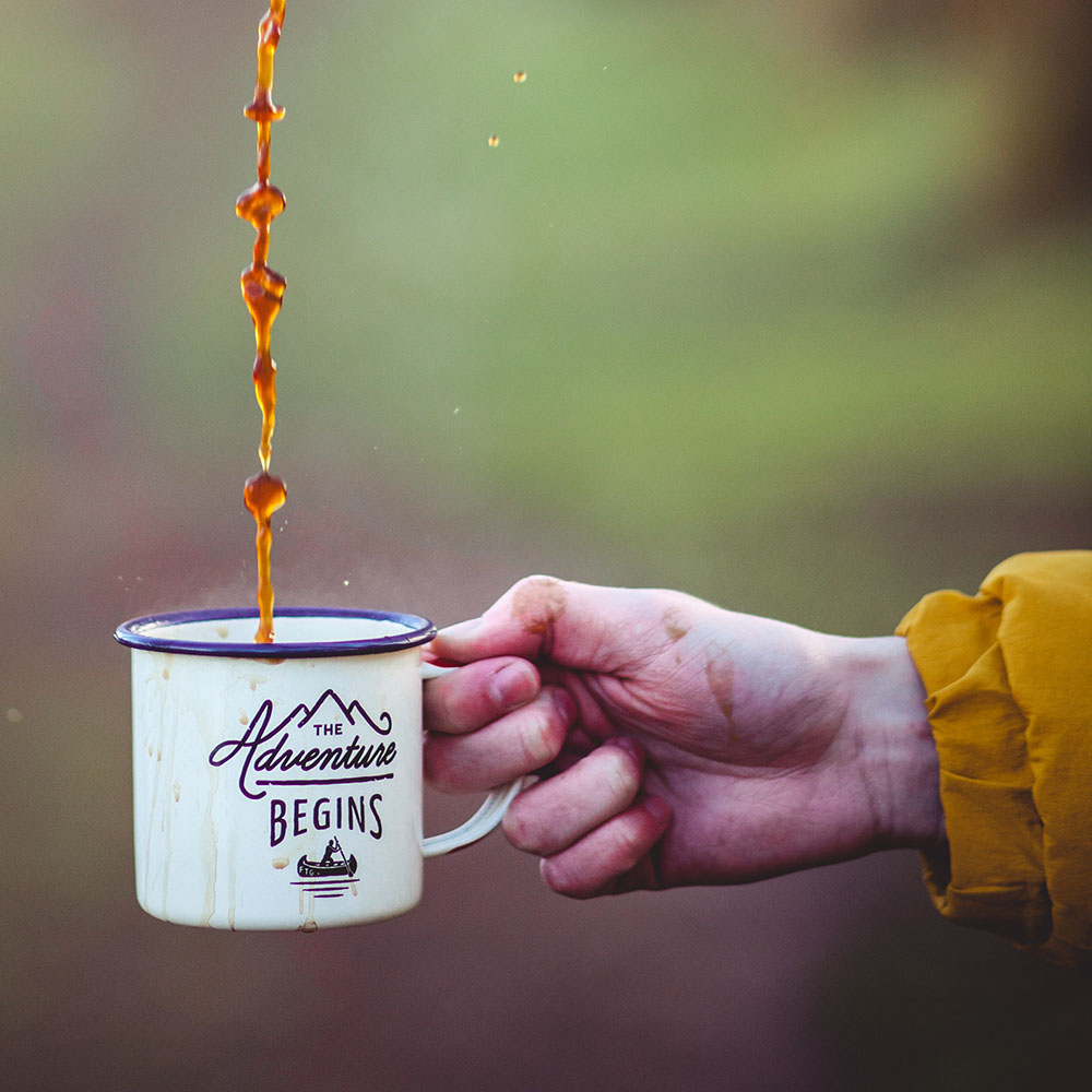 Enamel steel mug for sublimation - white with a black rim