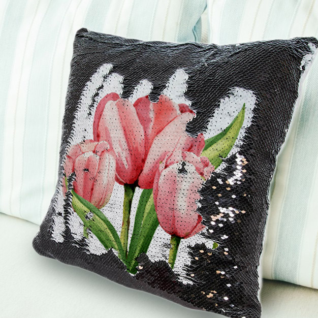 Cushion cover with two-color thermo sequins for sublimation