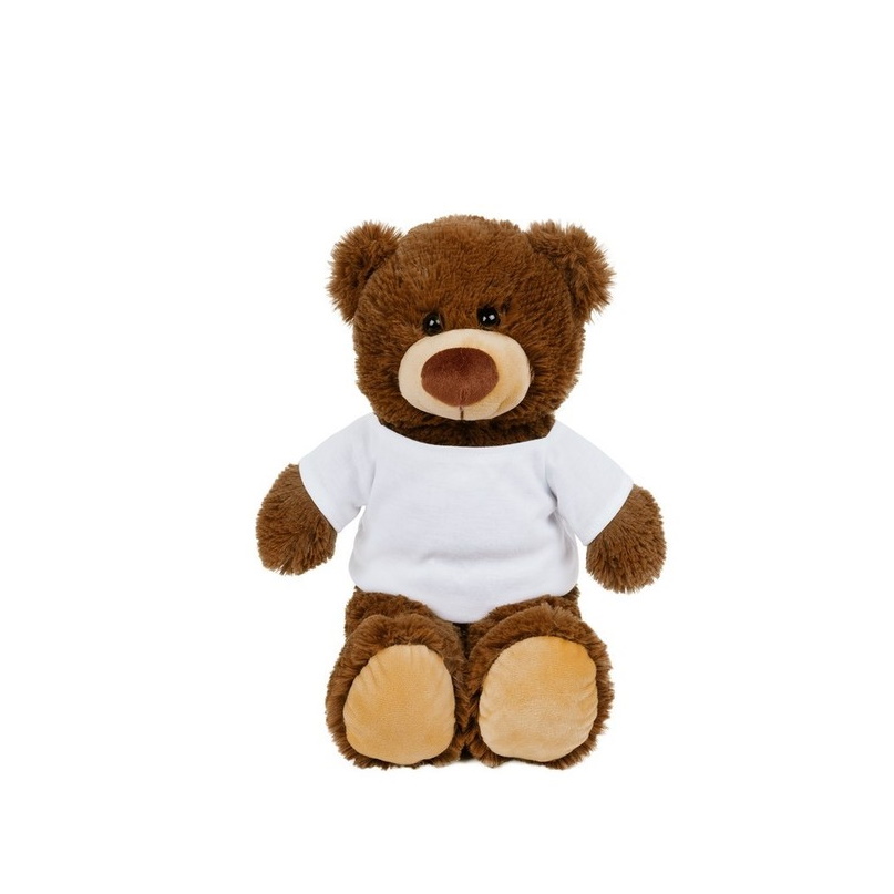 Dark-brown teddy bear with T-shirt suitable for sublimation