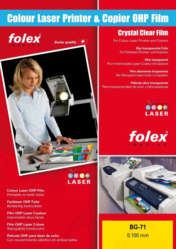 Transparent double-sided film for color laser printers - BG-71 (100mic.) A3 x 50pcs. (Folex)