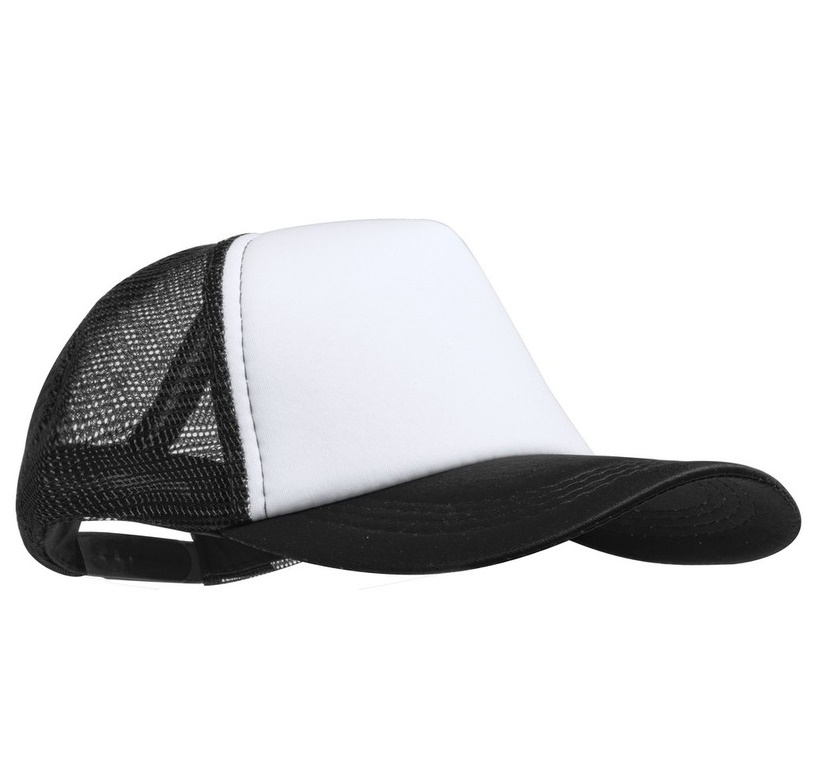 Cap with mesh back panels for sublimation