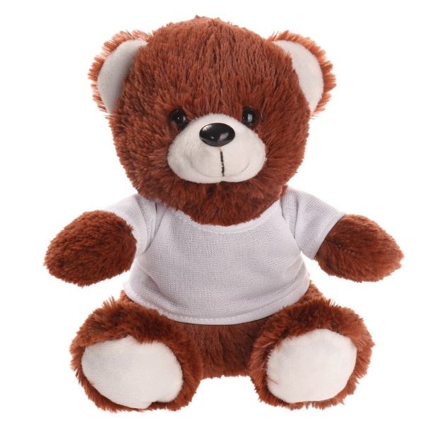 Dark-brown teddy bear with T-shirt suitable for sublimation