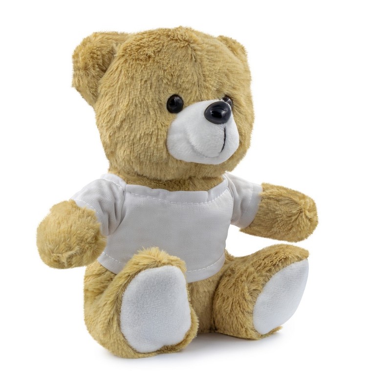 Beige teddy bear with T-shirt suitable for sublimation
