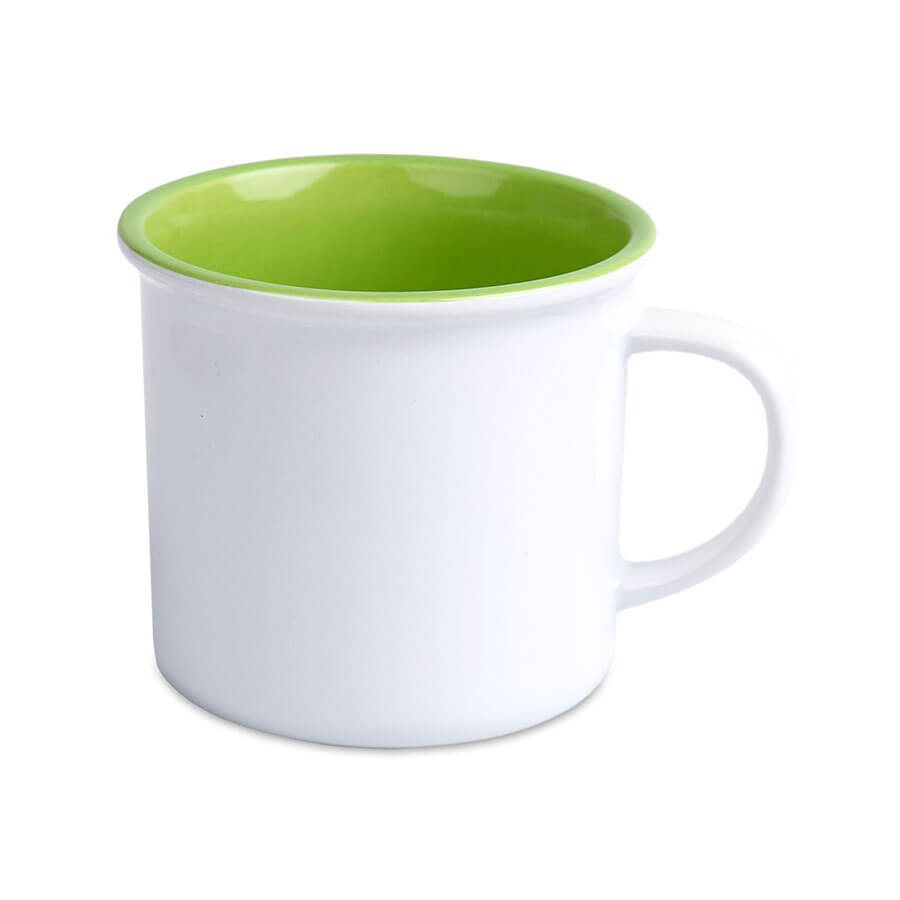 Vintage mug for sublimation - white with colour rim and inside