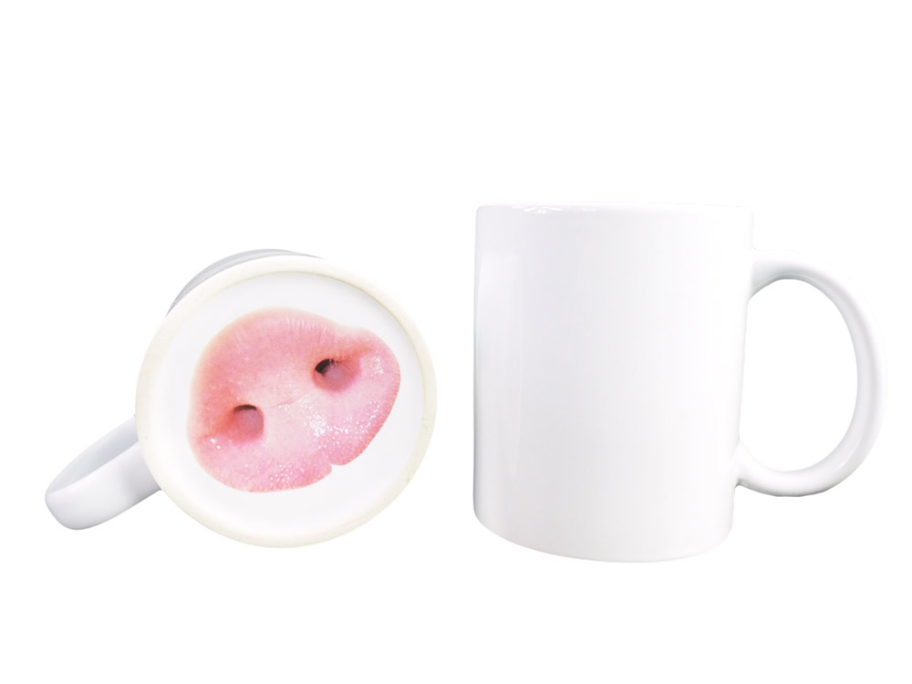 Sublimation mug with pattern on the bottom - pig