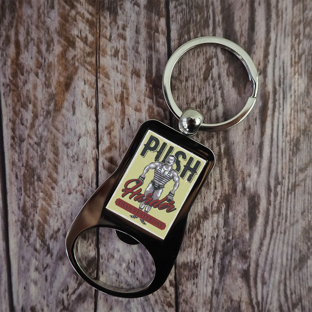 Metal keychain bottle opener for sublimation overprint