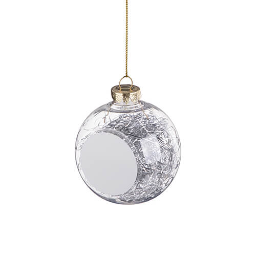 Transparent christmas bauble for sublimation - silver threads inside